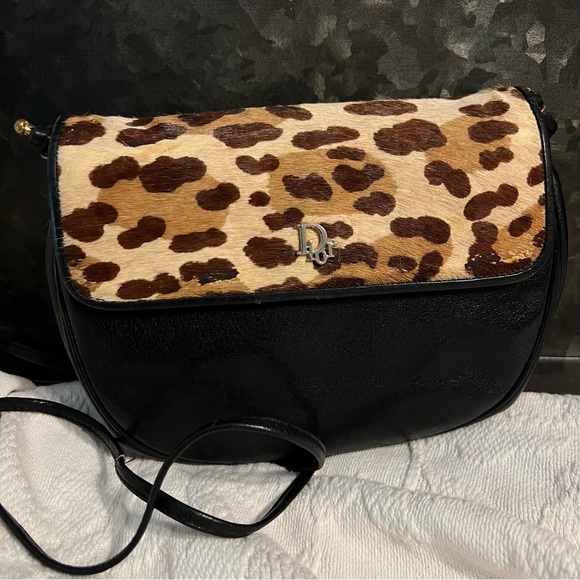 Dior Handbags - VTG Auth. CHRISTIAN DIOR Calf Hair Leopard Print Leather Crossbody Bag Handbag